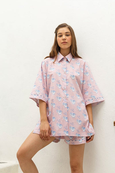 Coco Lounge Button Up Shirt - Love The Pink Elephant